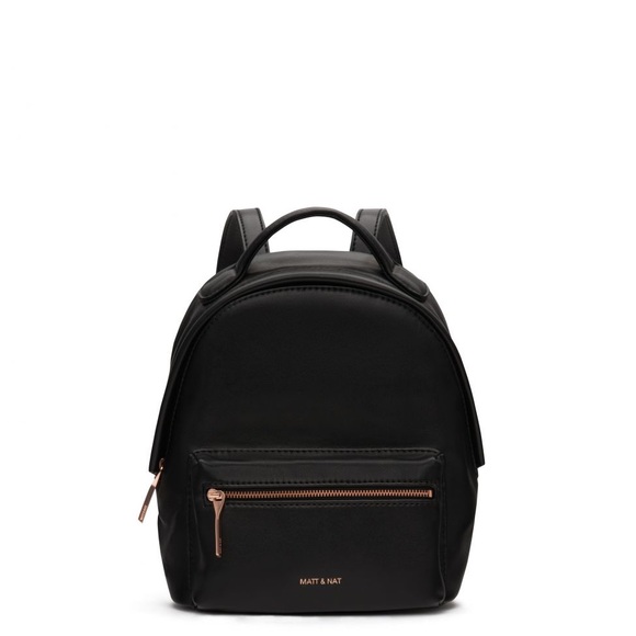 black backpack rose gold zip